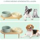 SPUNKYJUNKY Ceramic Dog Bowl Set Anti Sling Bowl with Bamboo Stand for Cats and Dogs (Beige) SPUNKYJUNKY Ceramic Dog Bowl Set Anti Sling Bowl with Bamboo Stand for Cats and Dogs (Beige)