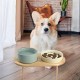 SPUNKYJUNKY Ceramic Dog Bowl Set Anti Sling Bowl with Bamboo Stand for Cats and Dogs (Beige) SPUNKYJUNKY Ceramic Dog Bowl Set Anti Sling Bowl with Bamboo Stand for Cats and Dogs (Beige)