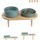 SPUNKYJUNKY Ceramic Dog Bowl Set Anti Sling Bowl with Bamboo Stand for Cats and Dogs (Beige) SPUNKYJUNKY Ceramic Dog Bowl Set Anti Sling Bowl with Bamboo Stand for Cats and Dogs (Beige)