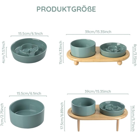 SPUNKYJUNKY Ceramic Dog Bowl Set Anti Sling Bowl with Bamboo Stand for Cats and Dogs (Beige) SPUNKYJUNKY Ceramic Dog Bowl Set Anti Sling Bowl with Bamboo Stand for Cats and Dogs (Beige)