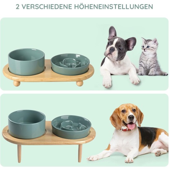 SPUNKYJUNKY Ceramic Dog Bowl Set Anti Sling Bowl with Bamboo Stand for Cats and Dogs (Beige) SPUNKYJUNKY Ceramic Dog Bowl Set Anti Sling Bowl with Bamboo Stand for Cats and Dogs (Beige)
