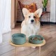 SPUNKYJUNKY Ceramic Dog Bowl Set Anti Sling Bowl with Bamboo Stand for Cats and Dogs (Beige) SPUNKYJUNKY Ceramic Dog Bowl Set Anti Sling Bowl with Bamboo Stand for Cats and Dogs (Beige)