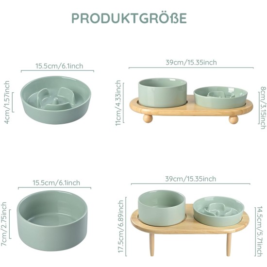 SPUNKYJUNKY Ceramic Dog Bowl Set Anti Sling Bowl with Bamboo Stand for Cats and Dogs (Beige) SPUNKYJUNKY Ceramic Dog Bowl Set Anti Sling Bowl with Bamboo Stand for Cats and Dogs (Beige)