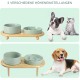 SPUNKYJUNKY Ceramic Dog Bowl Set Anti Sling Bowl with Bamboo Stand for Cats and Dogs (Beige) SPUNKYJUNKY Ceramic Dog Bowl Set Anti Sling Bowl with Bamboo Stand for Cats and Dogs (Beige)