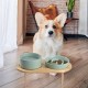 SPUNKYJUNKY Ceramic Dog Bowl Set Anti Sling Bowl with Bamboo Stand for Cats and Dogs (Beige) SPUNKYJUNKY Ceramic Dog Bowl Set Anti Sling Bowl with Bamboo Stand for Cats and Dogs (Beige)