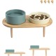 SPUNKYJUNKY Ceramic Dog Bowl Set Anti Sling Bowl with Bamboo Stand for Cats and Dogs (Beige) SPUNKYJUNKY Ceramic Dog Bowl Set Anti Sling Bowl with Bamboo Stand for Cats and Dogs (Beige)