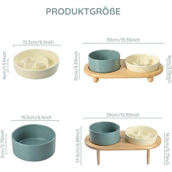 SPUNKYJUNKY Ceramic Dog Bowl Set Anti Sling Bowl with Bamboo Stand for Cats and Dogs (Beige) SPUNKYJUNKY Ceramic Dog Bowl Set Anti Sling Bowl with Bamboo Stand for Cats and Dogs (Beige)