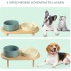 SPUNKYJUNKY Ceramic Dog Bowl Set Anti Sling Bowl with Bamboo Stand for Cats and Dogs (Beige) SPUNKYJUNKY Ceramic Dog Bowl Set Anti Sling Bowl with Bamboo Stand for Cats and Dogs (Beige)