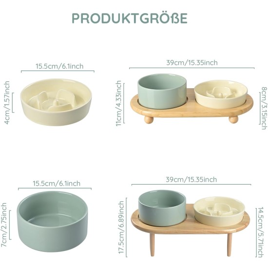 SPUNKYJUNKY Ceramic Dog Bowl Set Anti Sling Bowl with Bamboo Stand for Cats and Dogs (Dark Green) SPUNKYJUNKY Ceramic Dog Bowl Set Anti Sling Bowl with Bamboo Stand for Cats and Dogs (Dark Green)
