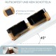 SPUNKYJUNKY Ceramic Double Dog Feeding Bowl with Bamboo Stand, for Cats and Dogs (400 ml, Black)
