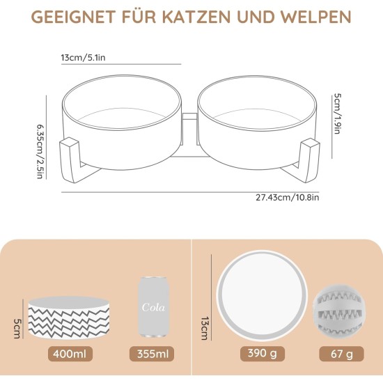 SPUNKYJUNKY Ceramic Double Dog Feeding Bowl with Bamboo Stand, for Cats and Dogs (400 ml, Black) SPUNKYJUNKY Ceramic Double Dog Feeding Bowl with Bamboo Stand, for Cats and Dogs (400 ml, Black)