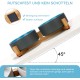 SPUNKYJUNKY Ceramic Double Dog Feeding Bowl with Bamboo Stand, for Cats and Dogs (400 ml, Black)