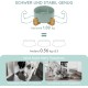SPUNKYJUNKY Ceramic Double Dog Feeding Bowl with Bamboo Stand, for Cats and Dogs (400 ml, Black)
