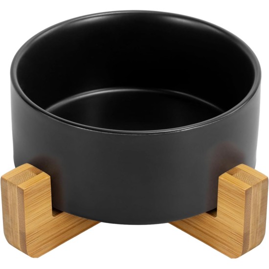 SPUNKYJUNKY Ceramic Double Dog Feeding Bowl with Bamboo Stand, for Cats and Dogs (400 ml, Grey 2) SPUNKYJUNKY Ceramic Double Dog Feeding Bowl with Bamboo Stand, for Cats and Dogs (400 ml, Grey 2)