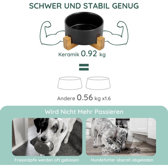 SPUNKYJUNKY Ceramic Double Dog Feeding Bowl with Bamboo Stand, for Cats and Dogs (400 ml, Grey 2) SPUNKYJUNKY Ceramic Double Dog Feeding Bowl with Bamboo Stand, for Cats and Dogs (400 ml, Grey 2)