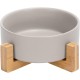 SPUNKYJUNKY Ceramic Double Dog Feeding Bowl with Bamboo Stand, for Cats and Dogs (400 ml, Grey 2) SPUNKYJUNKY Ceramic Double Dog Feeding Bowl with Bamboo Stand, for Cats and Dogs (400 ml, Grey 2)