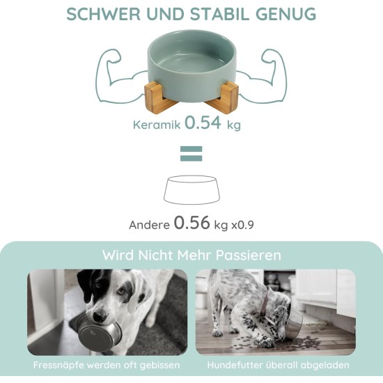 SPUNKYJUNKY Ceramic Double Dog Feeding Bowl with Bamboo Stand, for Cats and Dogs (400 ml, Grey 2) SPUNKYJUNKY Ceramic Double Dog Feeding Bowl with Bamboo Stand, for Cats and Dogs (400 ml, Grey 2)