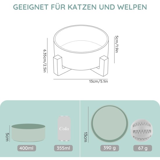 SPUNKYJUNKY Ceramic Double Dog Feeding Bowl with Bamboo Stand, for Cats and Dogs (400 ml, Grey 2) SPUNKYJUNKY Ceramic Double Dog Feeding Bowl with Bamboo Stand, for Cats and Dogs (400 ml, Grey 2)