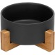 SPUNKYJUNKY Ceramic Double Dog Feeding Bowl with Bamboo Stand, for Cats and Dogs (400 ml, Grey 2) SPUNKYJUNKY Ceramic Double Dog Feeding Bowl with Bamboo Stand, for Cats and Dogs (400 ml, Grey 2)