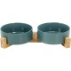 SPUNKYJUNKY Ceramic Double Dog Feeding Bowl with Bamboo Stand, for Cats and Dogs (400 ml, Grey 2) SPUNKYJUNKY Ceramic Double Dog Feeding Bowl with Bamboo Stand, for Cats and Dogs (400 ml, Grey 2)