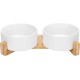 SPUNKYJUNKY Ceramic Double Dog Feeding Bowl with Bamboo Stand, for Cats and Dogs (400 ml, Grey 2) SPUNKYJUNKY Ceramic Double Dog Feeding Bowl with Bamboo Stand, for Cats and Dogs (400 ml, Grey 2)