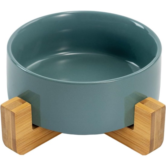 SPUNKYJUNKY Ceramic Double Dog Feeding Bowl with Bamboo Stand, for Cats and Dogs (400 ml, Grey 2) SPUNKYJUNKY Ceramic Double Dog Feeding Bowl with Bamboo Stand, for Cats and Dogs (400 ml, Grey 2)