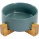 SPUNKYJUNKY Ceramic Double Dog Feeding Bowl with Bamboo Stand, for Cats and Dogs (400 ml, Grey 2) SPUNKYJUNKY Ceramic Double Dog Feeding Bowl with Bamboo Stand, for Cats and Dogs (400 ml, Grey 2)