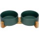 SPUNKYJUNKY Ceramic Double Dog Feeding Bowl with Bamboo Stand, for Cats and Dogs (400 ml, Grey 2) SPUNKYJUNKY Ceramic Double Dog Feeding Bowl with Bamboo Stand, for Cats and Dogs (400 ml, Grey 2)