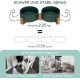 SPUNKYJUNKY Ceramic Double Dog Feeding Bowl with Bamboo Stand, for Cats and Dogs (400 ml, Grey 2) SPUNKYJUNKY Ceramic Double Dog Feeding Bowl with Bamboo Stand, for Cats and Dogs (400 ml, Grey 2)