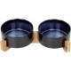 SPUNKYJUNKY Ceramic Double Dog Feeding Bowl with Bamboo Stand, for Cats and Dogs (400 ml, Grey 2) SPUNKYJUNKY Ceramic Double Dog Feeding Bowl with Bamboo Stand, for Cats and Dogs (400 ml, Grey 2)