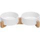 SPUNKYJUNKY Ceramic Double Dog Feeding Bowl with Bamboo Stand, for Cats and Dogs (400 ml, Grey 2) SPUNKYJUNKY Ceramic Double Dog Feeding Bowl with Bamboo Stand, for Cats and Dogs (400 ml, Grey 2)