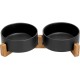 SPUNKYJUNKY Ceramic Double Dog Feeding Bowl with Bamboo Stand, for Cats and Dogs (400 ml, Grey 2) SPUNKYJUNKY Ceramic Double Dog Feeding Bowl with Bamboo Stand, for Cats and Dogs (400 ml, Grey 2)
