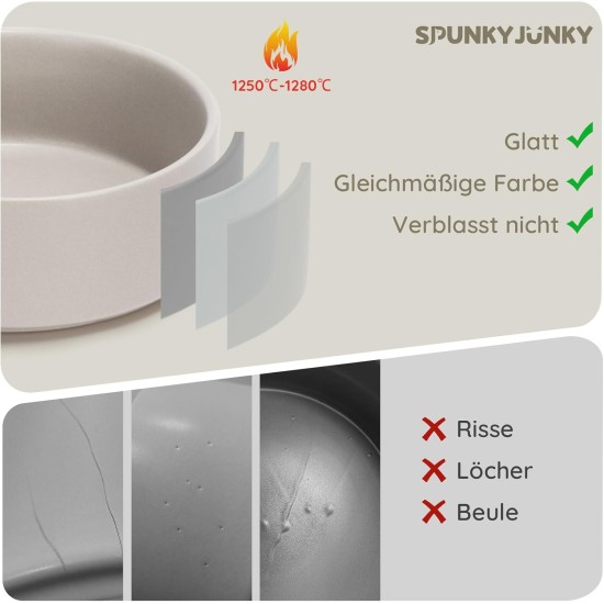SPUNKYJUNKY Ceramic Double Dog Feeding Bowl with Bamboo Stand, for Cats and Dogs (400 ml, Grey 2) SPUNKYJUNKY Ceramic Double Dog Feeding Bowl with Bamboo Stand, for Cats and Dogs (400 ml, Grey 2)
