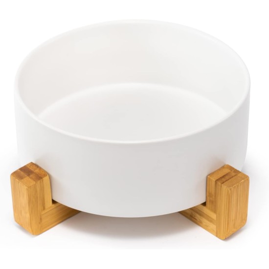 SPUNKYJUNKY Ceramic Double Dog Feeding Bowl with Bamboo Stand, for Cats and Dogs (400 ml, Grey 2) SPUNKYJUNKY Ceramic Double Dog Feeding Bowl with Bamboo Stand, for Cats and Dogs (400 ml, Grey 2)