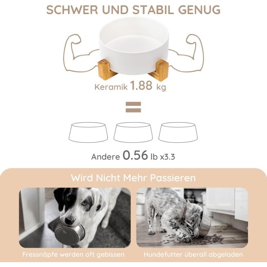 SPUNKYJUNKY Ceramic Double Dog Feeding Bowl with Bamboo Stand, for Cats and Dogs (400 ml, Grey 2) SPUNKYJUNKY Ceramic Double Dog Feeding Bowl with Bamboo Stand, for Cats and Dogs (400 ml, Grey 2)