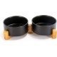 SPUNKYJUNKY Ceramic Double Dog Feeding Bowl with Bamboo Stand, for Cats and Dogs (400 ml, Grey 2) SPUNKYJUNKY Ceramic Double Dog Feeding Bowl with Bamboo Stand, for Cats and Dogs (400 ml, Grey 2)