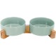 SPUNKYJUNKY Ceramic Double Dog Feeding Bowl with Bamboo Stand, for Cats and Dogs (400 ml, Grey 2) SPUNKYJUNKY Ceramic Double Dog Feeding Bowl with Bamboo Stand, for Cats and Dogs (400 ml, Grey 2)