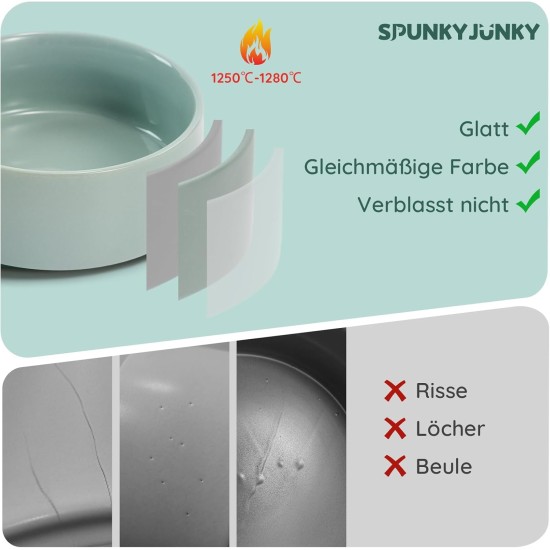 SPUNKYJUNKY Ceramic Double Dog Feeding Bowl with Bamboo Stand, for Cats and Dogs (400 ml, Grey 2) SPUNKYJUNKY Ceramic Double Dog Feeding Bowl with Bamboo Stand, for Cats and Dogs (400 ml, Grey 2)