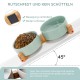 SPUNKYJUNKY Ceramic Double Dog Feeding Bowl with Bamboo Stand, for Cats and Dogs (400 ml, Grey 2) SPUNKYJUNKY Ceramic Double Dog Feeding Bowl with Bamboo Stand, for Cats and Dogs (400 ml, Grey 2)