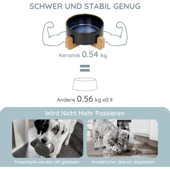 SPUNKYJUNKY Ceramic Double Dog Feeding Bowl with Bamboo Stand, for Cats and Dogs (400 ml, Grey 2) SPUNKYJUNKY Ceramic Double Dog Feeding Bowl with Bamboo Stand, for Cats and Dogs (400 ml, Grey 2)