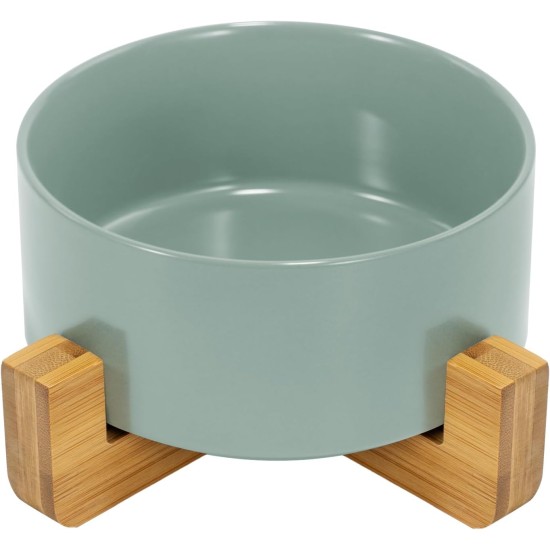 SPUNKYJUNKY Ceramic Double Dog Feeding Bowl with Bamboo Stand, for Cats and Dogs (400 ml, Grey 2) SPUNKYJUNKY Ceramic Double Dog Feeding Bowl with Bamboo Stand, for Cats and Dogs (400 ml, Grey 2)