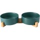 SPUNKYJUNKY Ceramic Double Dog Feeding Bowl with Bamboo Stand, for Cats and Dogs (400 ml, Grey 2) SPUNKYJUNKY Ceramic Double Dog Feeding Bowl with Bamboo Stand, for Cats and Dogs (400 ml, Grey 2)