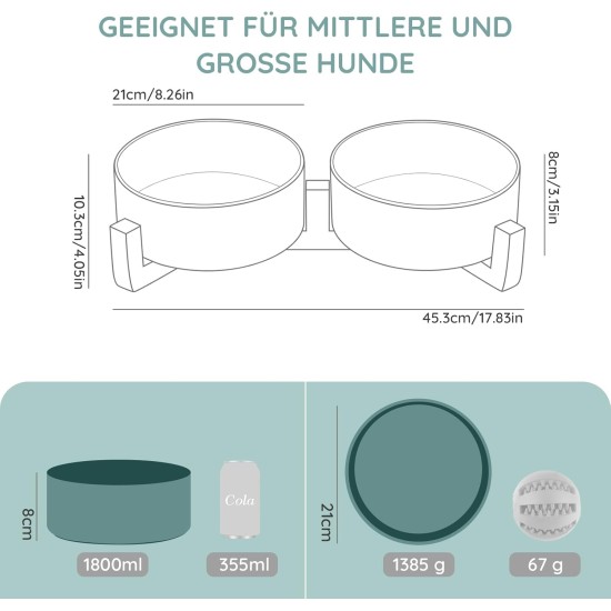 SPUNKYJUNKY Ceramic Double Dog Feeding Bowl with Bamboo Stand, for Cats and Dogs (400 ml, Grey 2) SPUNKYJUNKY Ceramic Double Dog Feeding Bowl with Bamboo Stand, for Cats and Dogs (400 ml, Grey 2)