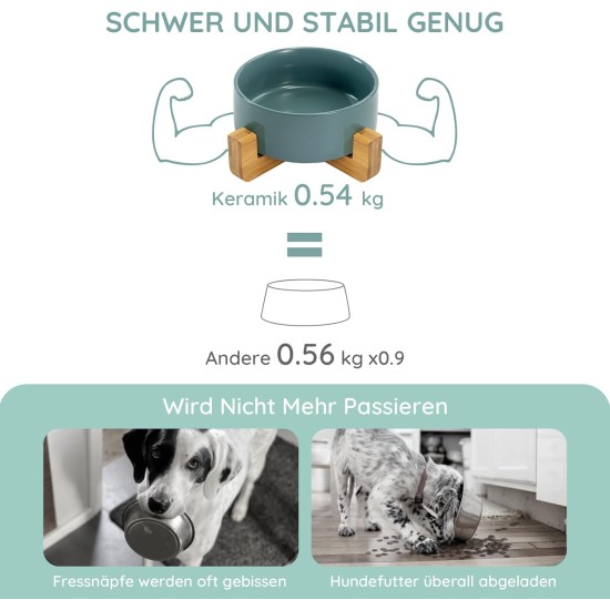 SPUNKYJUNKY Ceramic Double Dog Feeding Bowl with Bamboo Stand, for Cats and Dogs (400 ml, Grey 2) SPUNKYJUNKY Ceramic Double Dog Feeding Bowl with Bamboo Stand, for Cats and Dogs (400 ml, Grey 2)