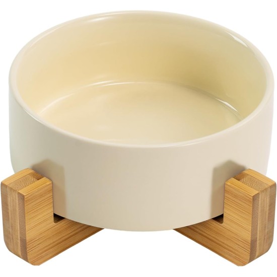 SPUNKYJUNKY Ceramic Double Dog Feeding Bowl with Bamboo Stand, for Cats and Dogs (400 ml, Grey 2) SPUNKYJUNKY Ceramic Double Dog Feeding Bowl with Bamboo Stand, for Cats and Dogs (400 ml, Grey 2)