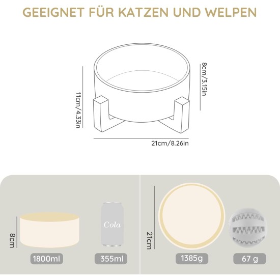 SPUNKYJUNKY Ceramic Double Dog Feeding Bowl with Bamboo Stand, for Cats and Dogs (400 ml, Grey 2) SPUNKYJUNKY Ceramic Double Dog Feeding Bowl with Bamboo Stand, for Cats and Dogs (400 ml, Grey 2)