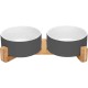 SPUNKYJUNKY Ceramic Double Dog Feeding Bowl with Bamboo Stand, for Cats and Dogs (400 ml, Grey 2) SPUNKYJUNKY Ceramic Double Dog Feeding Bowl with Bamboo Stand, for Cats and Dogs (400 ml, Grey 2)