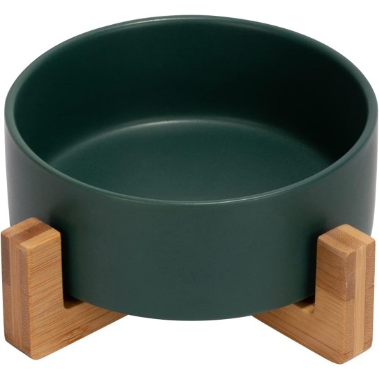 SPUNKYJUNKY Ceramic Double Dog Feeding Bowl with Bamboo Stand, for Cats and Dogs (400 ml, Grey 2) SPUNKYJUNKY Ceramic Double Dog Feeding Bowl with Bamboo Stand, for Cats and Dogs (400 ml, Grey 2)