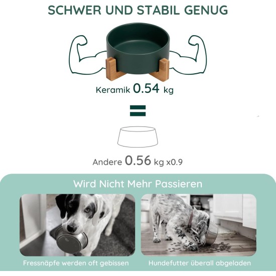 SPUNKYJUNKY Ceramic Double Dog Feeding Bowl with Bamboo Stand, for Cats and Dogs (400 ml, Grey 2) SPUNKYJUNKY Ceramic Double Dog Feeding Bowl with Bamboo Stand, for Cats and Dogs (400 ml, Grey 2)