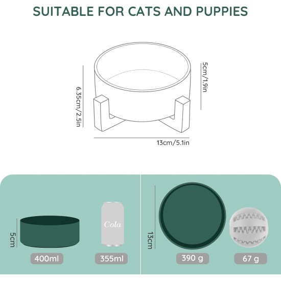 SPUNKYJUNKY Ceramic Double Dog Feeding Bowl with Bamboo Stand, for Cats and Dogs (400 ml, Grey 2) SPUNKYJUNKY Ceramic Double Dog Feeding Bowl with Bamboo Stand, for Cats and Dogs (400 ml, Grey 2)